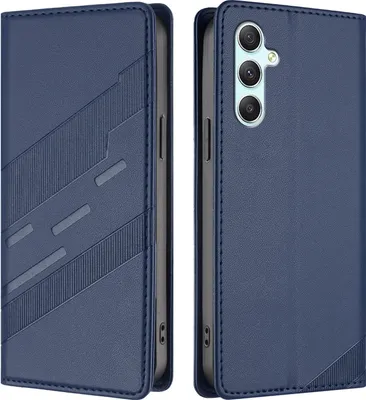 Produktbild von Hülle für Samsung Galaxy A34 5G, Kunstleder Brieftaschen Handyhülle mit Kartenfach und Standfunktion Blau