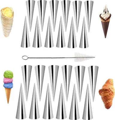 Image de 24 rouleaux à pâtisserie lisses en acier inoxydable, moules à pâtisserie, croissants, en spirale