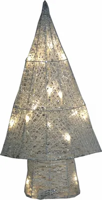 Produktbild von Weihnachts Tannenbaum weiß mit Glitter 15 LED Deko Baum Weihnachten Batteriebetrieb Weihnachts Kegel 50 cm