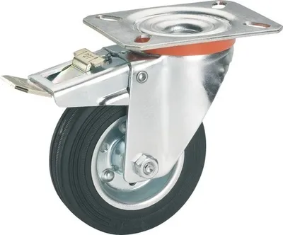 Produktbild von Tarrox Transport-Geräte-Lenkrolle, bis 70 kg, mit Platte und Totalfeststeller, 100 x 128 x 30 mm