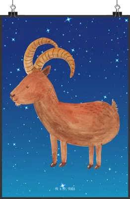 Produktbild von Mr. & Mrs. Panda Bild Sternzeichen Steinbock DIN A0 - Sternenhimmel Blau - Geschenk, Wandbild, Kunstdruck, Geburtstag Januar, Steinböcke, drucke, Plakat, Dezember, Ziege