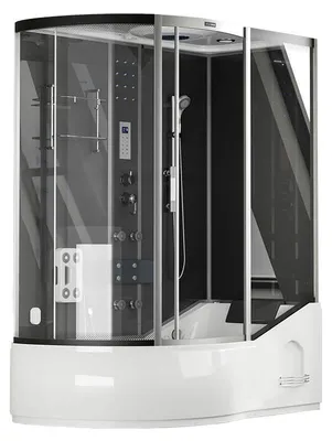 Produktbild von HOME DELUXE - Duschtempel ALL IN 4in1 - Schwarz, 170 x 90 x 220 cm Links - inkl. Dampffunktion, Regendusche und Fußmassage I Dampfsauna, Duschtempel Whirlpool Fertigdusche