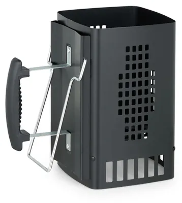 Immagine prodotto di Relaxdays - Camino di accensione per barbecue, con manico di sicurezza e staffa di sostegno, D x L x A: 27 x 28 x 17 cm, ausilio per l'accensione del carbone da barbecue, nero, Immagine generata dall'IA