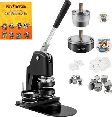 Obrázek produktu pro SucceBuy stroj na knoflíky, 1,25 + 2,25 palcová sada děrovaček knoflíků v několika velikostech, DIY špendlíková mašinka pro děti, s 500 knoflíkovými díly, řezačkou kruhů a kouzelnou knihou