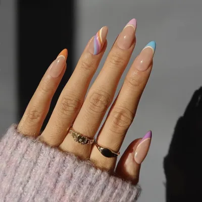 Produktbild von Falsche Nägel Mandelform Abstrakt Swirl Rosa 24 Stück Acryl zum Aufkleben für Frauen Mädchen