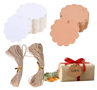 200 Geschenkanhänger aus Kraft- und Weißpapier mit Kordel