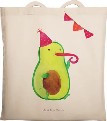 Produktbild von Mr. & Mrs. Panda Tote Bag Avocado Party - Transparent - Geschenk, Jutebeutel, Shopping Tasche, Happy Birthday, Geburtstag, Jubiläum, Laptoptasche, Beutel