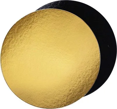 Image de Support décoratif pour gâteau rond, 24 cm, noir et or, en carton