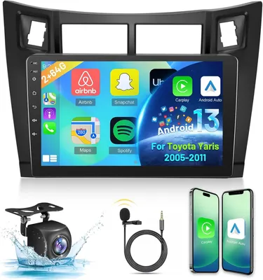 Immagine prodotto di Autoradio Android da 9 pollici per Toyota Yaris, con touchscreen, Bluetooth e CarPlay