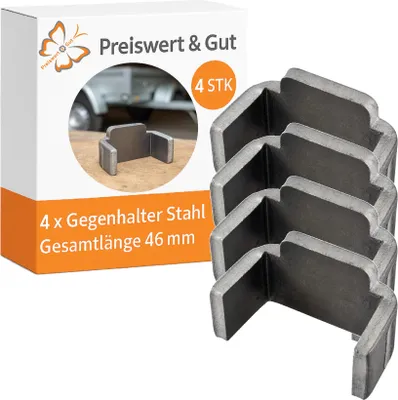 Produktbild von 4x Gegenhalter für Exzenterverschluss aus unbehandeltem Stahl für Winkelhebelverschluss Anhänger mit Gesamtlänge 46mm