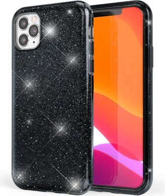 Image de Étui pour téléphone portable NALIA pailleté compatible avec l'iPhone 11 Pro, diamant pailleté Étui pour téléphone portable Cover Noir