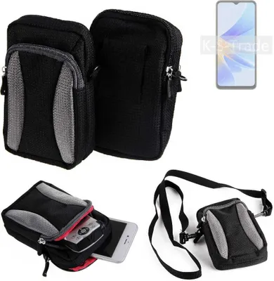 Produktbild von K-S-Trade Holster Schutz Hülle kompatibel mit Oppo A17k Handy Hülle Gürteltasche Umhängetasche mit Zusatzfach schwarz