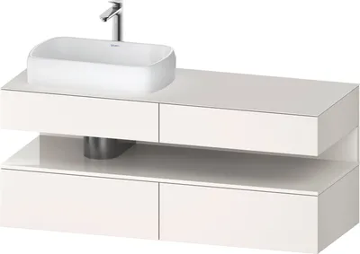 Produktbild von Duravit Qatego Konsolenwaschtischunterbau, 2 Auszüge, 2 Schubkästen, Ausschnitt links, 1400x550x600mm, Nische Weiß hochglänzend, QA4765022840010