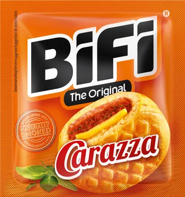 Produktbild von Bifi Carazza Pizza Snack plnená pizzovou omáčkou Pšeničné pečivo 40g