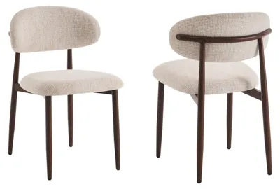 Produktbild von Esszimmerstuhle Celia Beige Walnuss Santi Set von 2 – Komfortable Japandi Stil Esszimmerstühle
