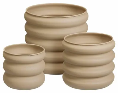 Immagine prodotto di HOWHOMELY | Copri vaso - Vaso da fiori - beige - Set da 3 - Vaso da giardino - Per il giardino - Per il soggiorno