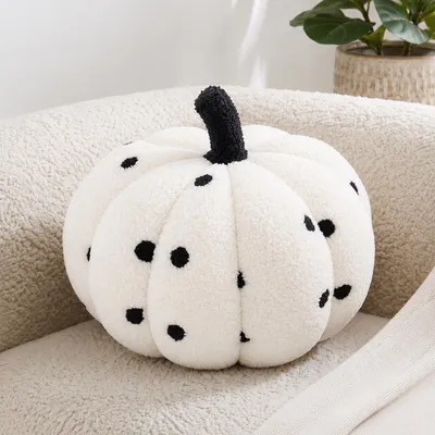 Pompoenkissen mit Tupfen, 28 cm, herbstliche Dekoration
