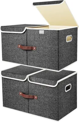 Immagine prodotto di Grande contenitore con scomparti, in tessuto nero, 55x33x30 cm