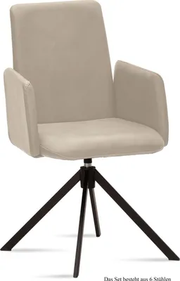 Produktbild von Armlehnstuhl drehbar (6er-Set) Deasia 52x92x60 Schwarz/Natur