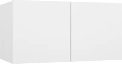A white cabinet with two doors is shown against a white background.