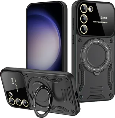 Produktbild von Rüstung Handyhülle für Samsung Galaxy S23+ Dual-Layer Magnetisches Ringhalter Ständer Magsafe Hülle Schwarz