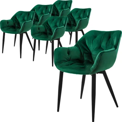 Obrázok produktu pre ML-Design sada 6 jedálenských stoličiek s operadlom, tmavozelená, zo zamatu