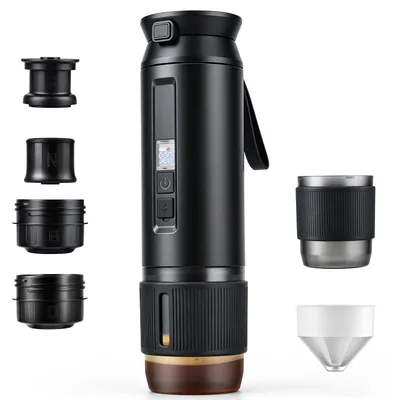 Produktbild von Reisekaffeemaschine Espressomaschine tragbar 30 Bar 100ml Wassertank 0,325l Kaffeekanne, Korbfilter, für NES Kapseln, Kaffeepulver, Kaffeemaschine