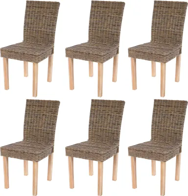 Produktbild von Esszimmerstühle 6er Set Rattan Küchenstuhl Natur