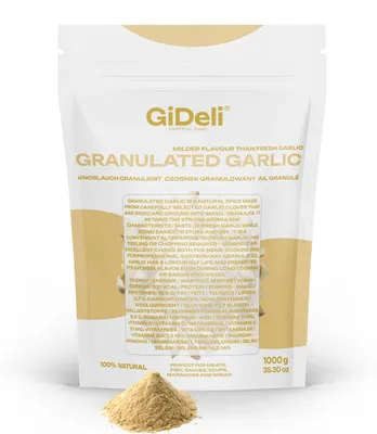Obrázek produktu pro Česnekový granulát 1 kg. Vhodné pro maso, zeleninu, ryby. Aroma, grilování, přírodní produkt. GiDeli