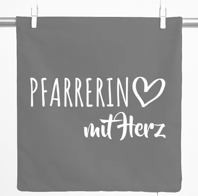 Produktbild von Huuraa Kissenbezug Pfarrerin mit Herz 40x40cm Steel Grey Baumwolle Dekokissenbezug Geschenkidee