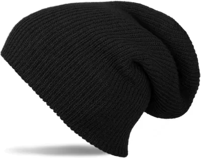 Produktbild von styleBREAKER Uni Beanie Strickmütze Slouch Polyacryl, Schwarz