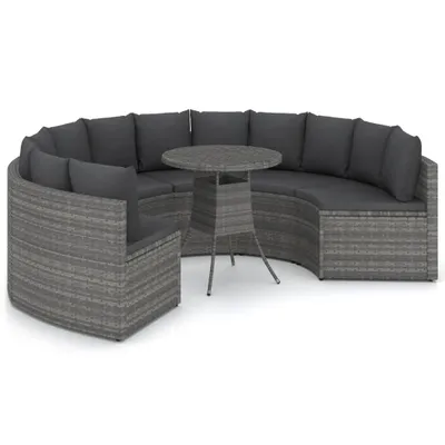 Immagine prodotto di Set Divani da Giardino 7 pz con Cuscini in Polyrattan Grigio