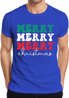 Produktbild von Merry Merry Merry Christmas - Weihnachten Weihnachtsgeschenk Christmas Herren T-Shirt, Blau, L