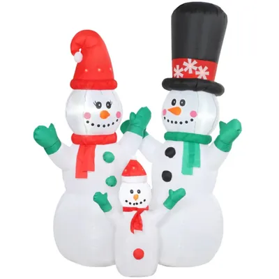 Produktbild von Aufblasbar Schneemann Familie, 1,8 m Weihnachtsdeko mit LED-Beleuchtung für Innen- und Außenbereich