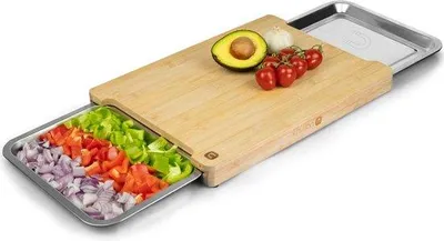 Immagine prodotto di Tagliere in bambù con contenitori magnetici per l'olio - pratico accessorio da cucina