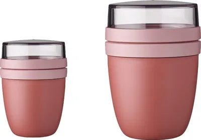 Produktbild von Mepal | Lunchpot Ellipse Duo Pack | praktischer To Go Becher für Müsli & Joghurt | mikrowellen- und spülmaschinengeeignet | 300 & 500 ml | Vivid Mauve