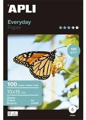 Fotopapier, k atramentovým tlačiarňam, 10x15 cm, 180 g, lesklý, APLI "Everyday"
