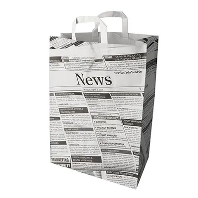 Produktbild von 200 Papstar Tragetaschen, Papier 44 cm x 32 cm x 17 cm Newsprint mit Tragegriff 87056