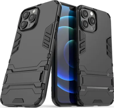 Produktbild von Mobigear Armor Stand iPhone 13 Pro Max Hülle Hardcase Backcover Stoßfest mit Ständer - Schwarz