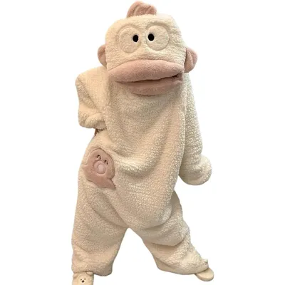 Produktbild von Monster Onesie Erwachsene - Plüsch Kostüm Uni für Damen & Herren - Fleece Jumpsuit Schlafanzug Fasching Karneval, M