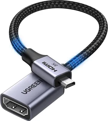 Zdjęcie produktu dla Kabel Micro Hdmi Do Hdmi Ugreen Hd182, 8K 60Hz, 48Gbps, 0.2M (Czarny)