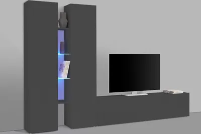 Produktbild von Wohnwand >Benevent< (4-teilig) in Anthrazit matt - 280x180x30 (BxHxT)