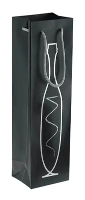 Produktbild von VP Geschenktüten für Flaschen bottle bag schwarz/silber 9,5 x 38,0 cm, 25 St.