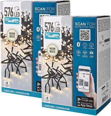 Produktbild von Weihnachtsbeleuchtung - Clusterbeleuchtung - 2 Stücke - 576 LEDs - Länge: 4 Meter - Mit App-Bedienung - Warm Weiß