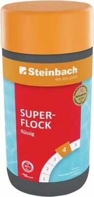 Produktbild von STEINBACH Superflock flüssig 1 l | Flockungsmittel für Pools mit Sandfilter | entfernt Trübungen & bindet Schwebstoffe | für glasklares Wasser | Nicht geeignet für Kartuschenfilter