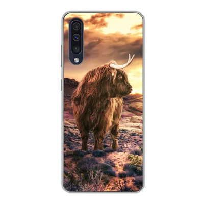 Produktbild von MuchoWow® Handyhülle Schutzhülle Hülle für Samsung Galaxy A30s Schottische Highlander - Horizont - Landschaft Silikon Softcase Handy Hülle - Karteninhaber