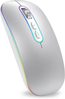 Image de Souris optique sans fil Dual Mode (Bluetooth 5.1 + USB 2,4 GHz) LED Dual Mode- Rechargeable pour ordinateur portable MacBook Air Pro,iPad,Ordinateur,Bureau