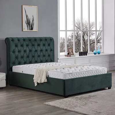 Produktbild von Klassisches Design Bett Polster Betten Chesterfield Textil 180x200cm jvmoebel ®