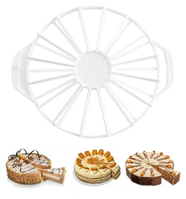 Produktbild von Classic Torten-Einteiler Kunststoff 31,5 cm, Tortenteiler, Kuchenteiler von 14 oder 16 gleichgroßen Stücken, Torteneinteiler beidseitig verwendbar, Weiß