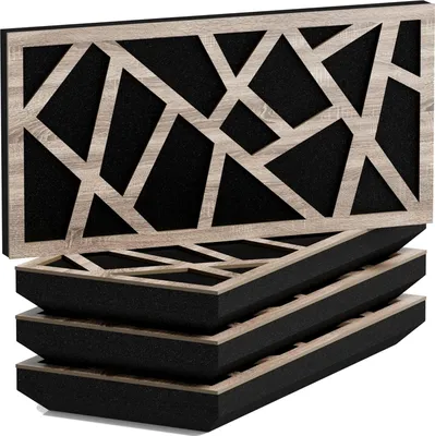 Zdjęcie produktu dla Zestaw 4 sztuk – wąski panel akustyczny pochłaniający dźwięk SKYROSS-H | 25 x 50 cm | Odbicie | Grubość – kolor: [53 mm | Sonoma]